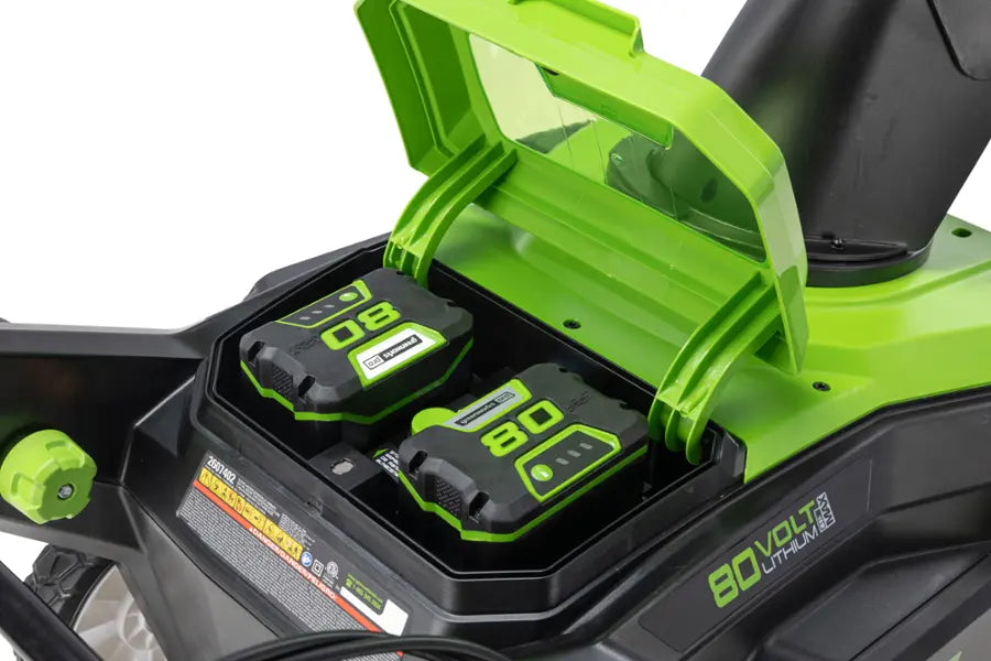 Greenworks - 80V 22” Cordless Brushless Snow Blower with 4.0 Ah Battery and Rapid Charger - Black/Green