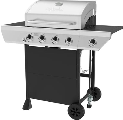 Nexgrill - 4 Burner + Side Burner Cart Gas Grill - Black