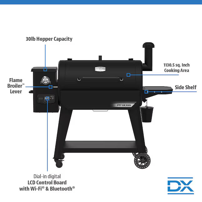 Pit Boss 1150 DX Series 1130-Sq. in Black Pellet Grill with Smart Compatibility