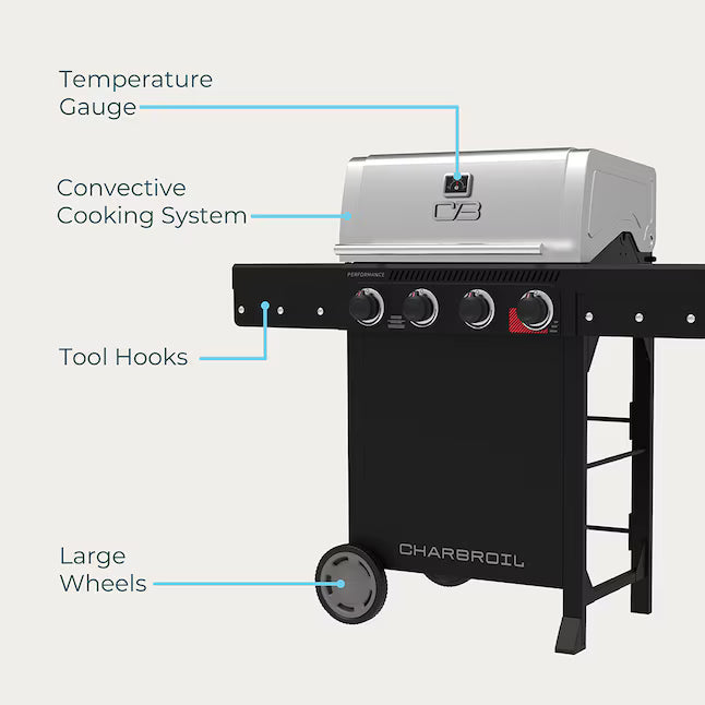 Charbroil Performance Series Black and Silver 4 -Burner Liquid Propane Gas Grill