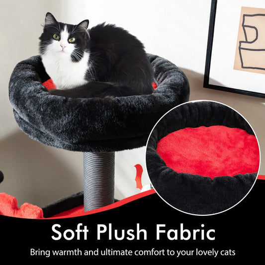 Gothic Cat Tree Tall Cat Tower 6-Tier Cat Activity Center with Coffin Bed