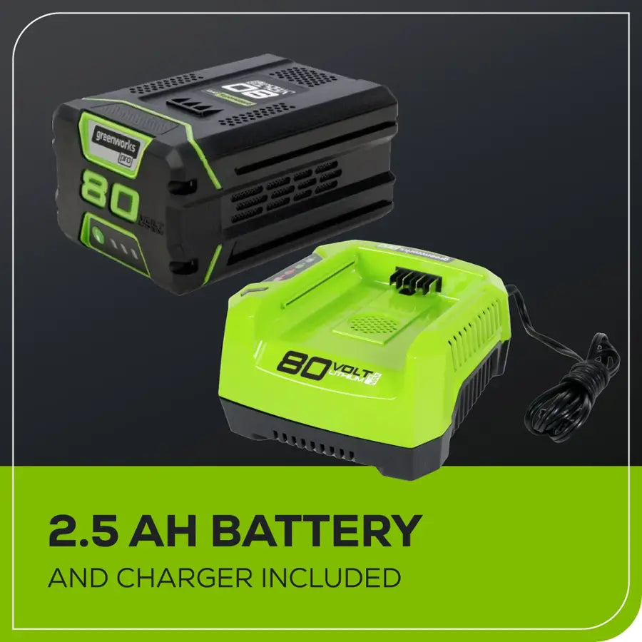 Greenworks - 80-Volt 170 MPH 730 CFM Cordless Handheld Blower (1 x 2.5Ah Battery and 1 x Charger) - Green