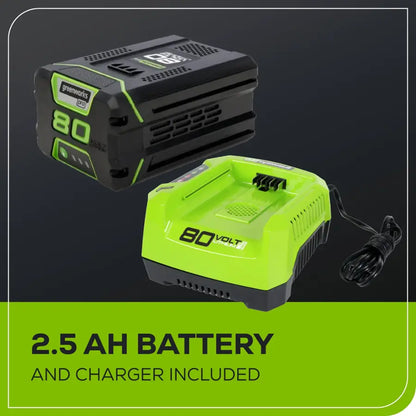 Greenworks - 80-Volt 170 MPH 730 CFM Cordless Handheld Blower (1 x 2.5Ah Battery and 1 x Charger) - Green