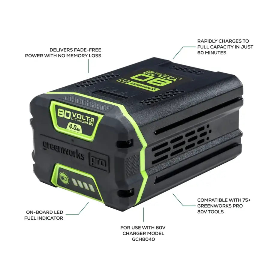 Greenworks - 80-Volt 170 MPH 730 CFM Cordless Handheld Blower (1 x 2.5Ah Battery and 1 x Charger) - Green