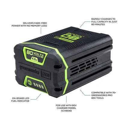 Greenworks - 80-Volt 170 MPH 730 CFM Cordless Handheld Blower (1 x 2.5Ah Battery and 1 x Charger) - Green