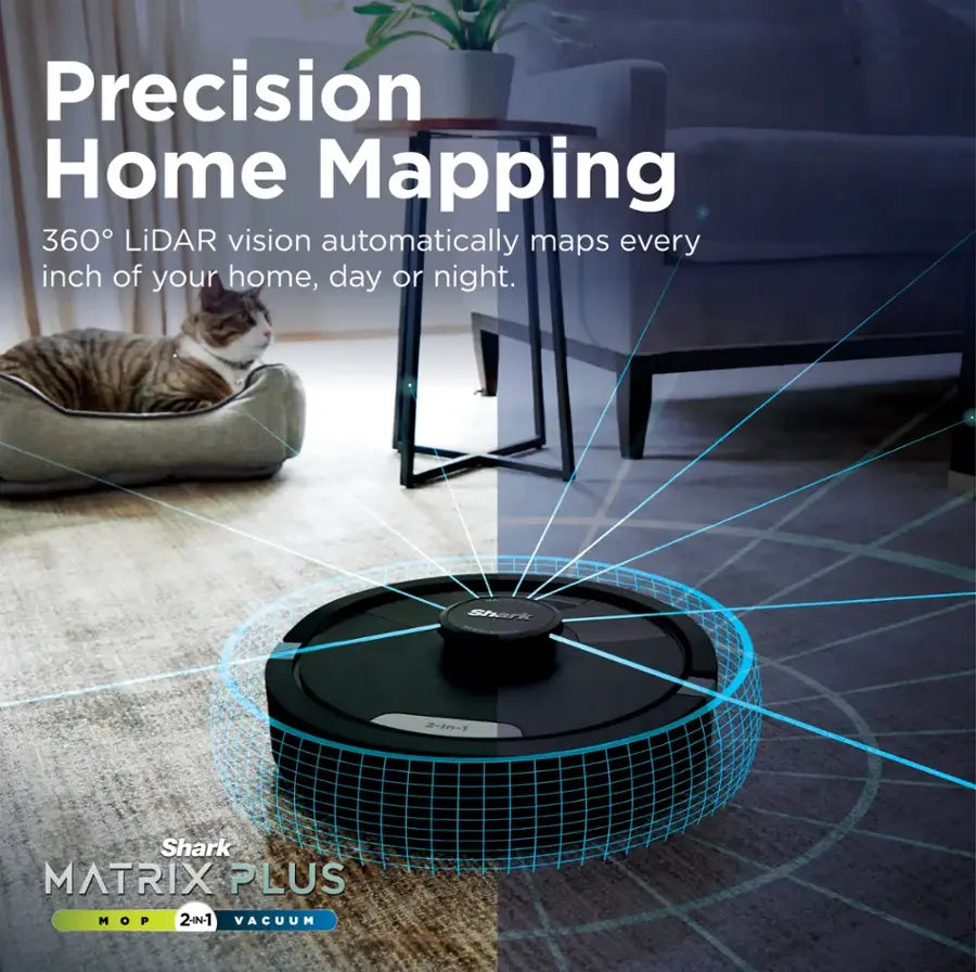 Matrix Plus 2-in-1 Robot Vacuum & Mop with Sonic Mopping, Matrix Clean, Home Mapping, HEPA Bagless Self Empty, WiFi - Black