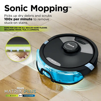 Matrix Plus 2-in-1 Robot Vacuum & Mop with Sonic Mopping, Matrix Clean, Home Mapping, HEPA Bagless Self Empty, WiFi - Black
